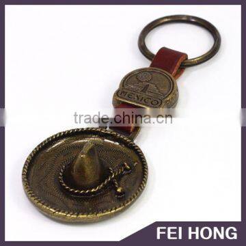 Custom souvenir gift brass Maxico hat shape keychain