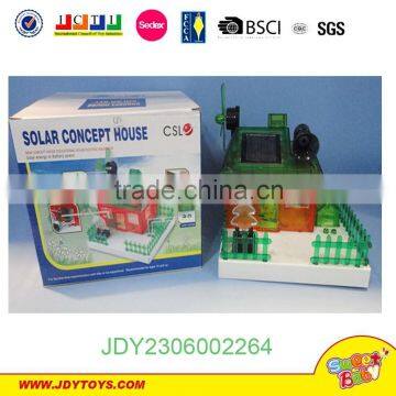 Wholesale educational Child toy green plastic with sound and light DIY electric novelty solar concept house toy set