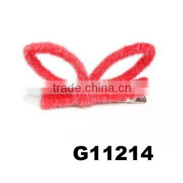 custom fur rabbit ears kids baby hair clips wholesale china