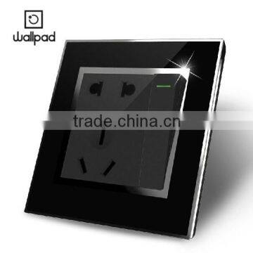 Factory Luxury Wallpad Black Waterproof Acrylic Glass 110~250V Electrical 5 2 Pin Triple Austrilia Wall Socket 220V