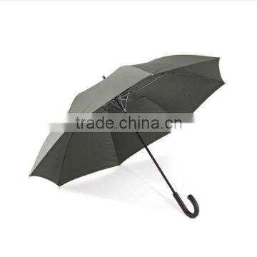 23"x8k Long Auto Open Fiberglass Frame Polyester Pongee Mono Color Umbrella With Plastic Curve Handle photo-2