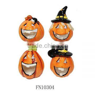 Hand-painted Ceramic Halloween Pumpkin Candle Holder