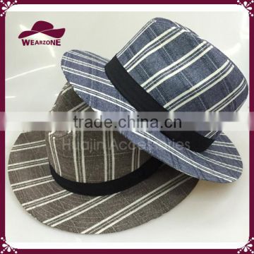 High quality fashion stripe fodera fabric hat with band