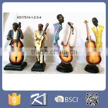 Jazz style black men band singer figurine resin statue