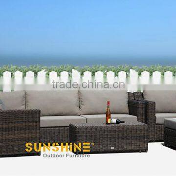 Soho 4-Piece Woven Wicker Outdoor Sectional Sofa, Seats 5