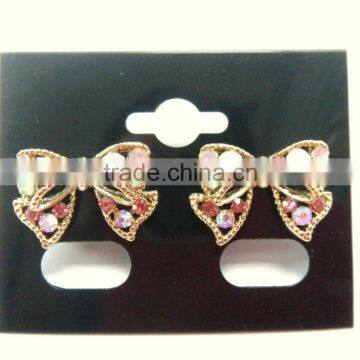 Fashion metal gold bowknot with colorful crystal earrings ,Customized Colors or LOGO and OEM desigtn accept