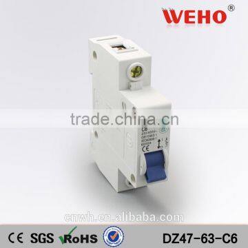 1P 6A mcb single pole miniature circuit breaker