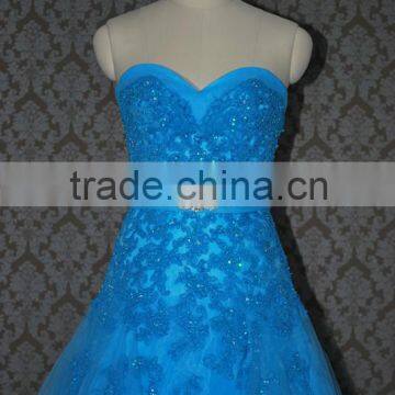 (MY0088) MARRY YOU China Factory Custom Made Ice Blue Lace Country Western Wedding Dress 2016 photo-3