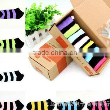 012021 HIgh quality cheapest color stripe short socks 2015