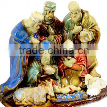 Glazed ceramic nativity figurine