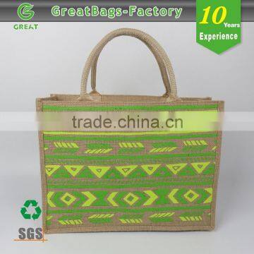 Custom Waterproof Shopping Cheap Promotional jute pattern bag