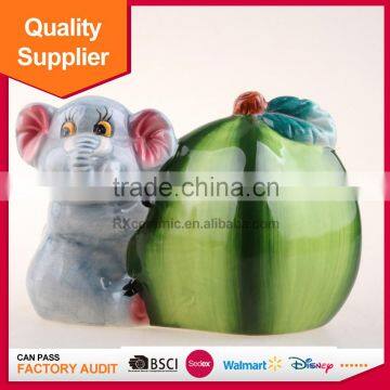 Children toys elephant and apple ceramic porcelain money box for sale