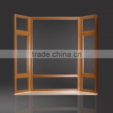 wood color aluminum casement window