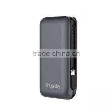 TRUSDA 5200 mAh Powerbank attached MFi Certified Cable For Pokemon go