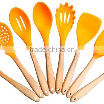 F01S 8pcs Silicone Utensils/ Kitchen Utensil Set /Slicone Cooking Utensils Sets With Wooden Handle photo-2