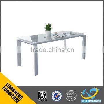 Office furniture tempered glass top conference table with metal legs