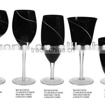 black glass with swril wine glass