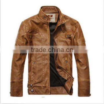 Cool Fashion Men's PU leather motorcycle coats jackets washed leather coat