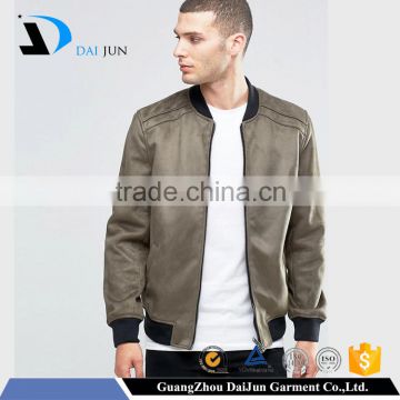 Daijun OEM latest design suede with zip custom logo gray jacket for men