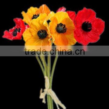 Artificial PU flower Poppy Real Touch Wedding flower