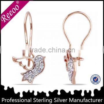 pure 925 sterling silver bird earrings china rose gold silver drop earrings