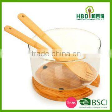 Large Glass Salad Bowls With Bamboo Lid