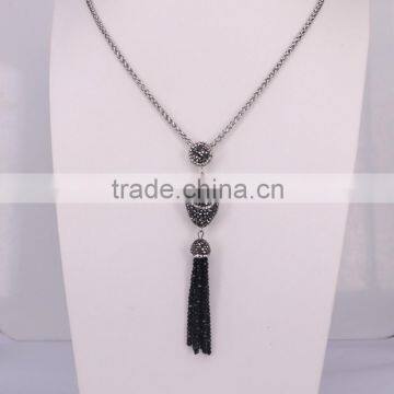 Oval/Evil Eye Pendant Necklace, Gem stone Druzy Pendant, With Crystal Paved Crystal Tassel Jewelry, Stone Chain Necklace