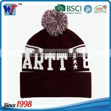 Custom Winter Mens Beanies Knitted Hat With Leather Patch Label photo-3