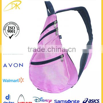 Made in China pink travel women sling bag, customized ladies sling bag