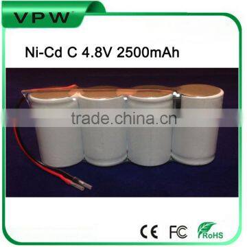 High Temperature Rechargeable Ni-cd 2500mAh C 4.8V battery pack