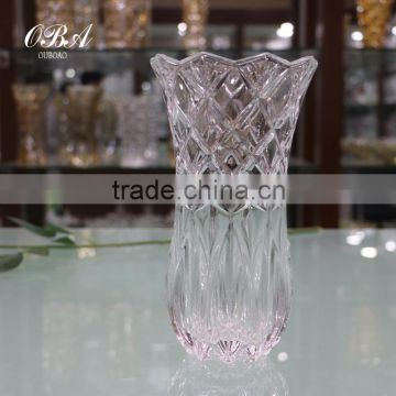 Chinese Supplier Machine Made Glass Vase With High Quality,Glass Vases & Flower Bottle With Lozenge Pattern