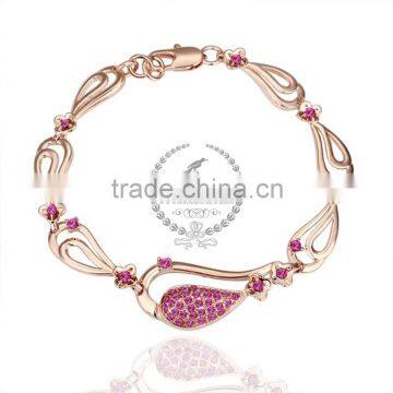 18KGP Rose Gold Plated Purple Crystal Rhinestone Austria Crystal Elements Women Bangle Bracelet Fashion Jewelry B004 photo-2