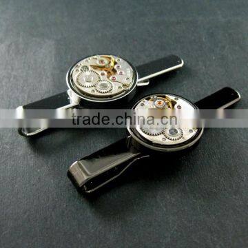 18mm Vintage Style Steam Punk Watch Movement Core Rhodium,metal Gun Black Fashion Tie Clip Bar 6830002 photo-2