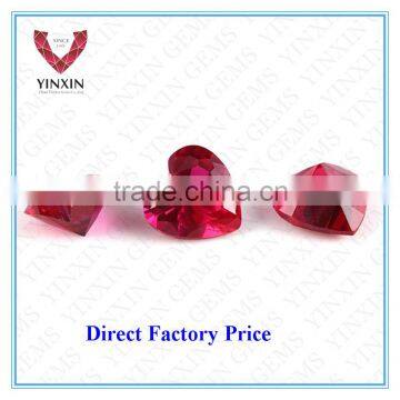 Faceted cut heart red ruby synthetic corundum