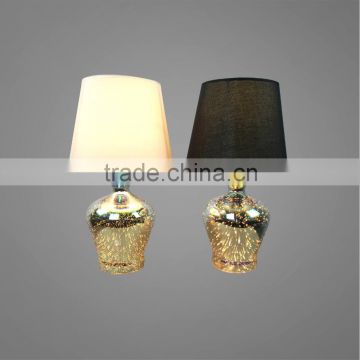 Beautiful Sparkle Glass Base With Fabric Lampshade Bedside table lamp Decorative Table Lamp