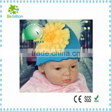 2015 New and Lastest Fashion Cotton Baby knit Modern Hats with 3D Felt Flower