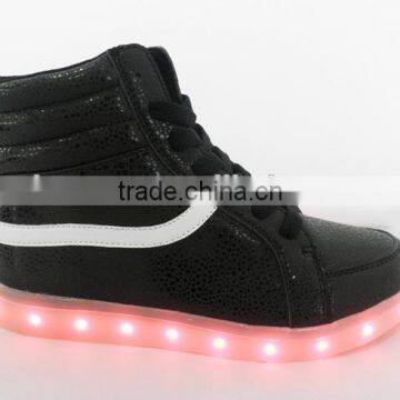 Hightop White/Black Customized Casual LED Lightup Sneaker Led Shoes