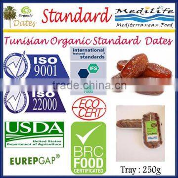 Tunisian Organic Standard Dates. High Quality Organic Tunisian Standard Dates. Organic Unbranched Dates 250g Tray