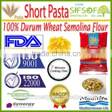 100% Durum Wheat semolina flour. Pasta Fell. High quality Past Nb 3, Macaroni. Bag:500g. Healthy Mediterranean Pasta