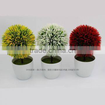 Artificial Ball Flower Tree Mini Bonsai Desktop Green Plant Home Decoration photo-2