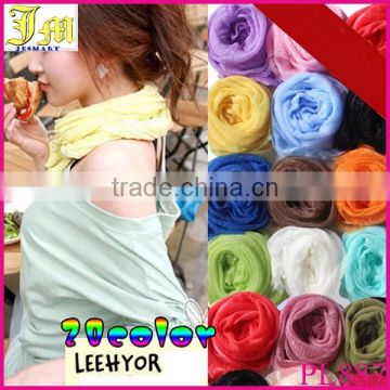 Promotion New Fashion Hot Sale 20 Colors Candy Color Wrinkle Womens Scarf Small Silk Cheap Scarves Shawl Below 1 Dollar