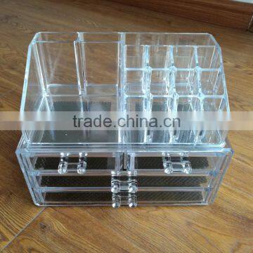 Wholesale Household 2pcs Clear Cosmetic Acrylic Makeup Organizer With 8 Grids 16 Darwers for Store Jewelry Cosmetic