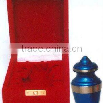 Brass Cremation Keepsake Urn in Velvet Box