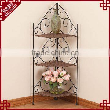 Home & office gardening equipment metal & wicker corner plant flower rack