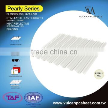 Solar Polycarbonate Corrugated Sheet perfect for greenhouse plant (Pearly RED series)