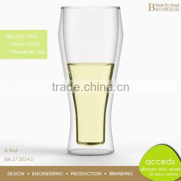 Microwave Dishwasher Oven Safe Double Wall New Glass Cup Beer photo-5