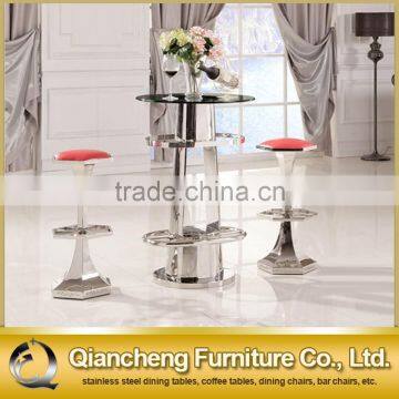 201 Stainless Steel Red Bar Chair With Footrest photo-2