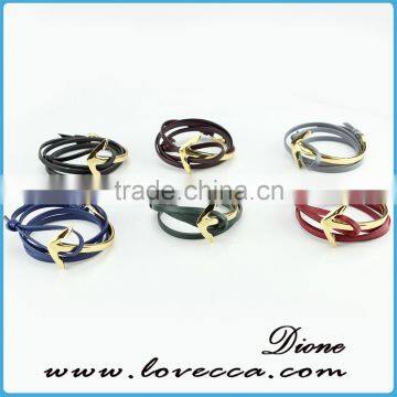New Trending Adustable Leather Alloy Curved Anchor Wristband Bracelet photo-6