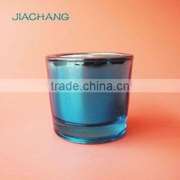 stained blue soy candle thick glass candle cup