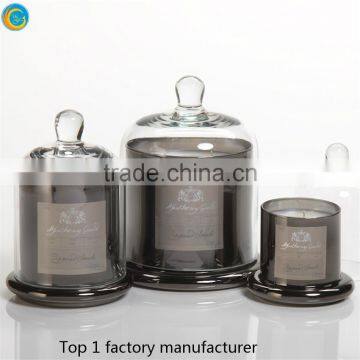 Glass Dome Lid Candle Jar Metallic Color Plating Glass Dome Jar photo-2